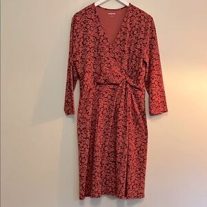 Lands End faux wrap midi dress size large 12-14